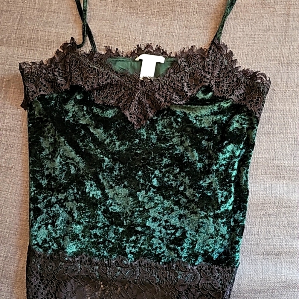 H&M Small Velvet Green Tank Top